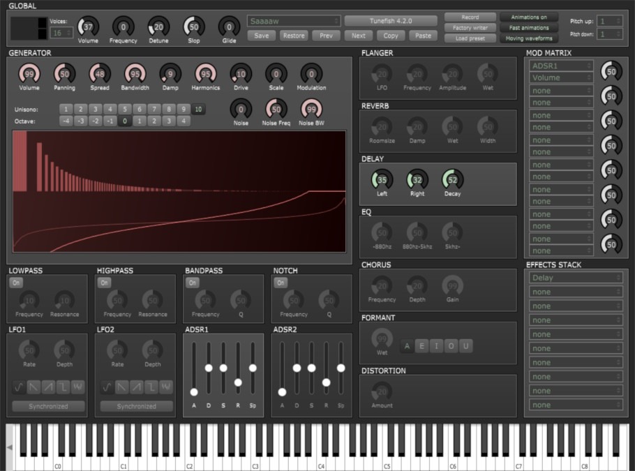 Tunefish4 free synthesizer for music production